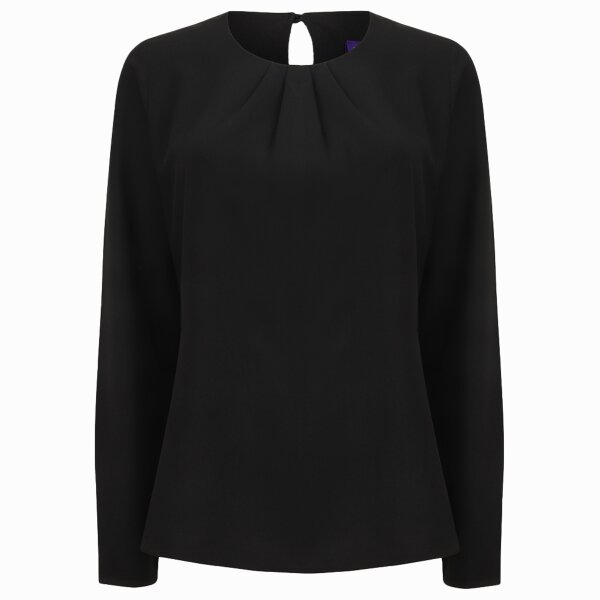 Henbury Ladies Pleat Front Long Sleeve Blouse Thumbnail