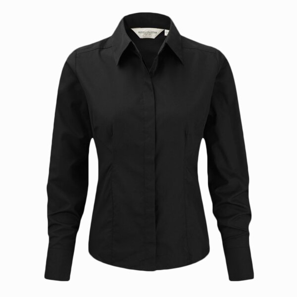 Russell Collection Ladies Long Sleeve Fitted Poplin Shirt Thumbnail